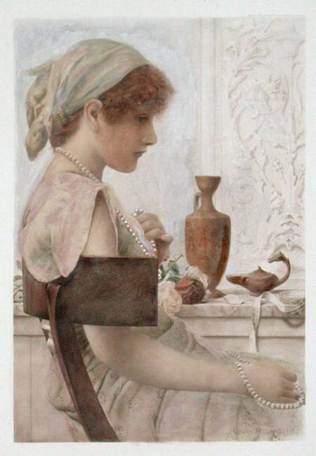 Girl with Pearls (w/c over photogravure) a Henry Ryland