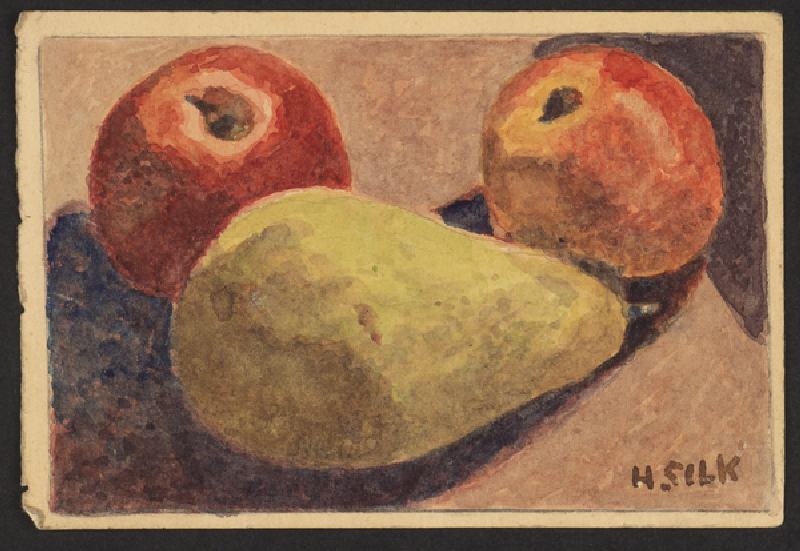 Apples and pears, c.1930 (pencil & w/c on paper) a Henry Silk