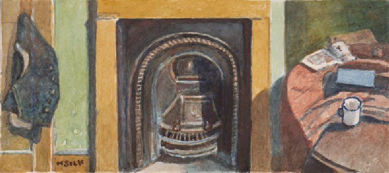 Fireplace, c.1930 (pencil & w/c on paper) a Henry Silk