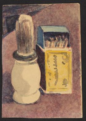 Shaving brush and matches, c.1930 (pencil & w/c on paper)
