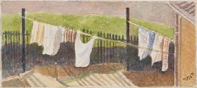 Rounton Road washing lines, c.1930 (pencil & w/c on paper)
