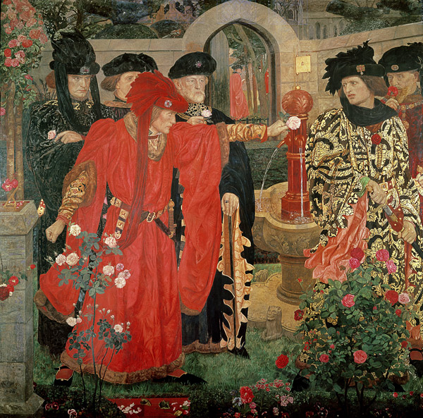 Choosing the Red and White Roses in the Temple Garden, 1910 (fresco)  a Henry A. (Harry) Payne