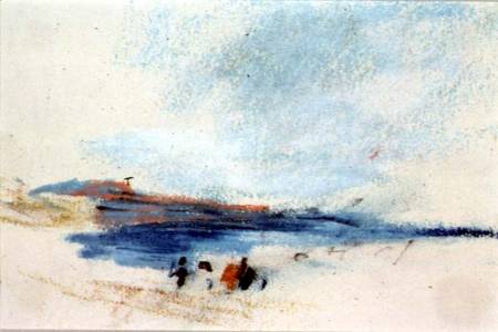 A Bay, with Blue Water and Figures in the foreground a Hercules Brabazon Brabazon
