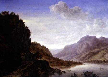 Mountainous River Landscape a Herman Saftleven
