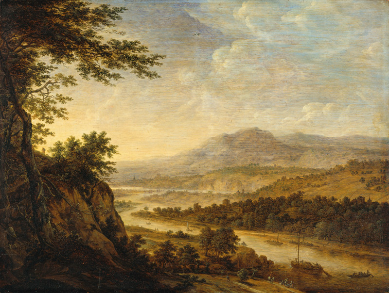 River Landscape with Rise of Cliffs a Herman Saftleven III