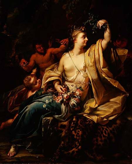 Bacchante with a putto, satyrs and nymphs a Herman van der Myn