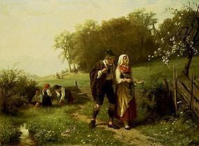 Young alpine couple in spring a Hermann Bethke