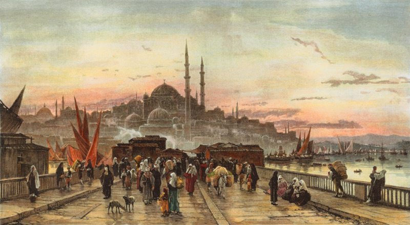 Konstantinopel, Galatabrücke a Hermann David Salomon Corrodi
