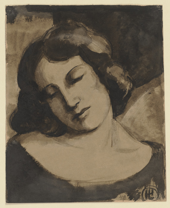 Frauenkopf mit geschlossenen Augen a Hermann Lismann