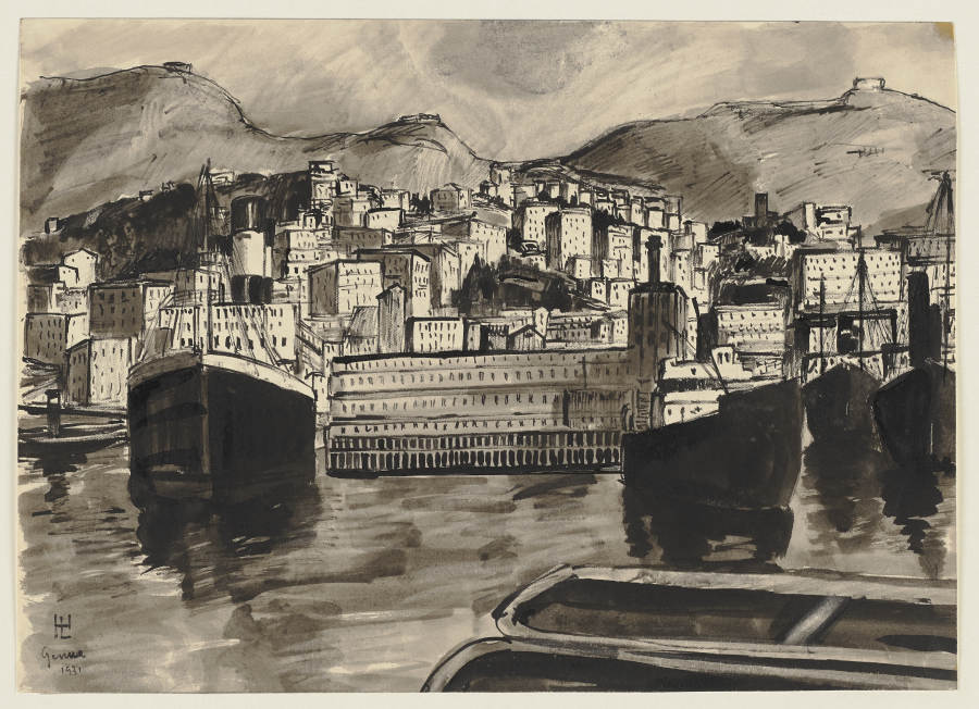 Harbour view of Genoa a Hermann Lismann