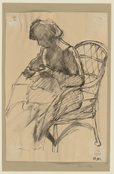 Lesende Frau in einem Korbstuhl a Hermann Lismann