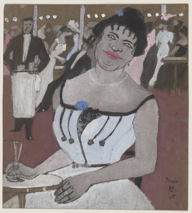 Schwarze Frau auf einer Abendgesellschaft a Hermann Lismann