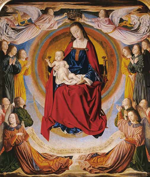 The virgin with the child and founders a Hey, Jean  Meister von Moulins