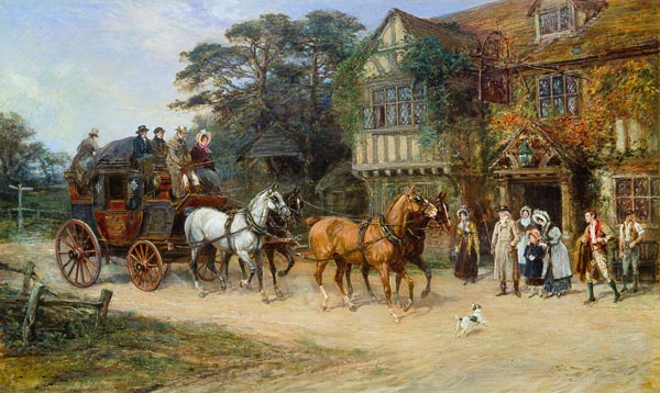 Arrival of a mail coach a Heywood Hardy