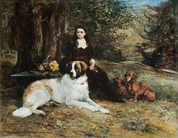 Girl With Dog a Heywood Hardy