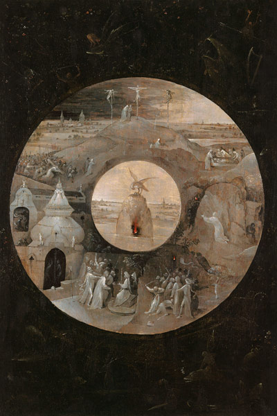 Saint John the Evangelist on Patmos (Reverse side). The Passion of the Christ a Hieronymus Bosch