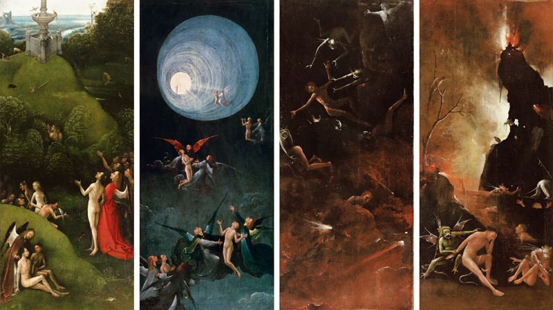 Visione dell'aldilà, quattro pannelli a Hieronymus Bosch