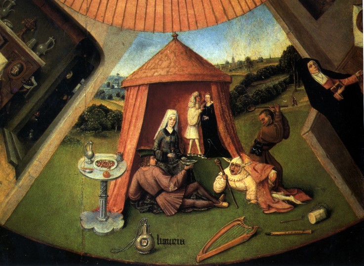 The Seven Deadly Sins and the Four Last Things. Detail: Lust a Hieronymus Bosch