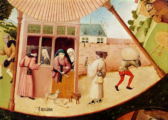 Envy, detail from the Table of the Seven Deadly Sins and the Four Last Things, c.1480 a Hieronymus Bosch