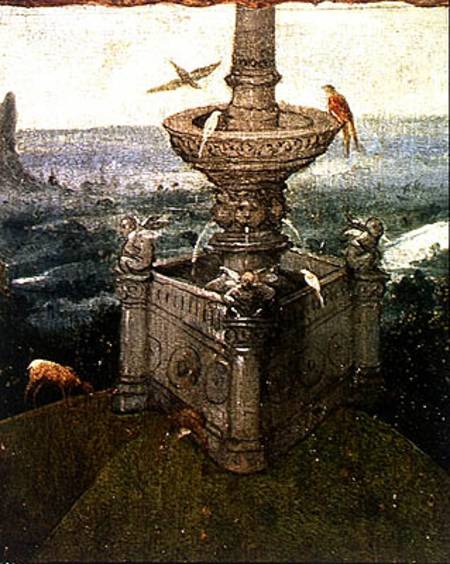 The Fountain in the Garden, detail from a panel of an altarpiece thought to be of the Last Judgement a Hieronymus Bosch