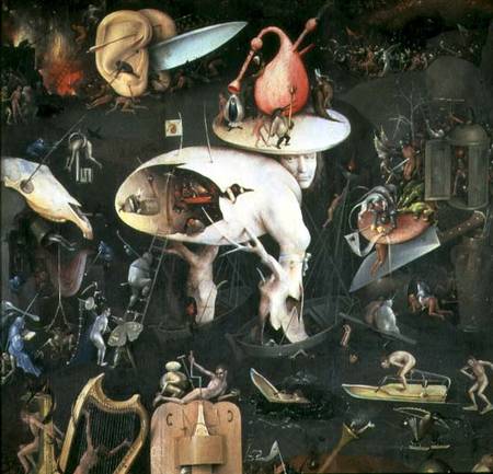 The Garden of Earthly Delights: Hell, right wing of triptych, detail of 'Tree Man' a Hieronymus Bosch