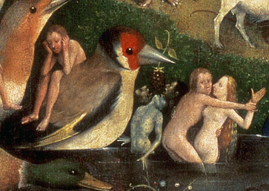 The Garden of Earthly Delights: Allegory of Luxury, central panel of triptych, detail of couple in t a Hieronymus Bosch