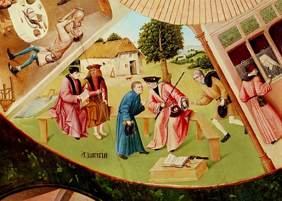 Greed, detail from the Table of the Seven Deadly Sins and the Four Last Things, c.1480  (see also 16 a Hieronymus Bosch