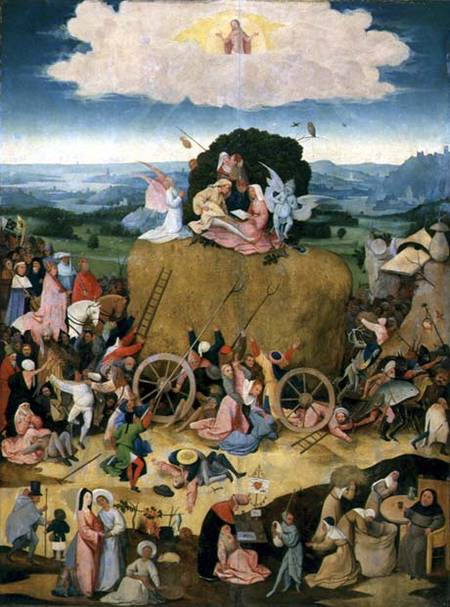 The Haywain: central panel of the triptych a Hieronymus Bosch