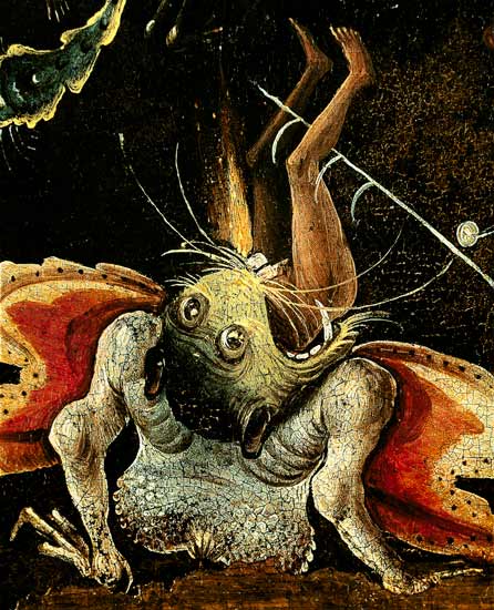 The Last Judgement, detail of a man being eaten by a monster a Hieronymus Bosch