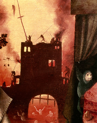 Tondal's Vision, detail of the burning gateway a Hieronymus Bosch