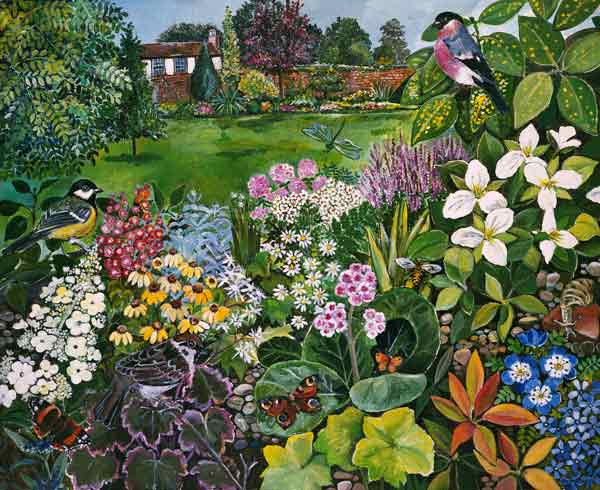 The Garden with Birds and Butterflies  a Hilary  Jones