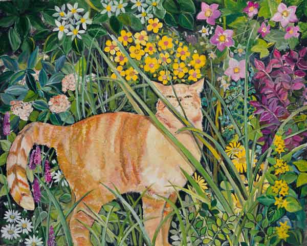 Cat and Long Grass, 1996  a Hilary  Jones