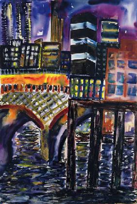 City at Night, 1998 (w/c on paper) 