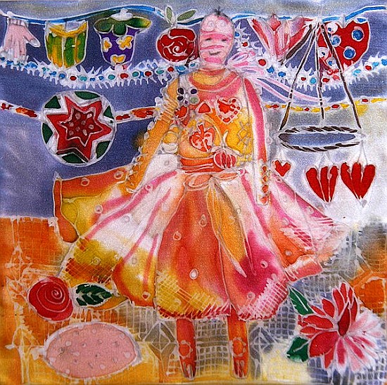 Fairy with Hearts and Flowers, 2006 (dyes on silk)  a Hilary  Simon