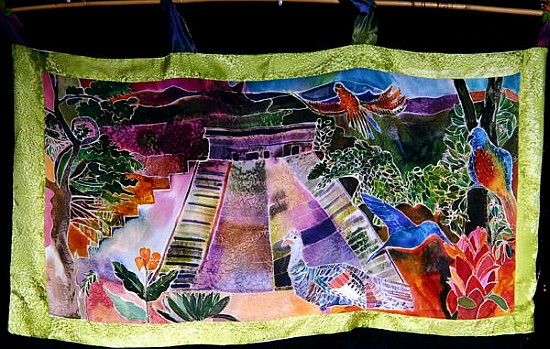 Mayan Temple, 2005 (dyes on silk)  a Hilary  Simon