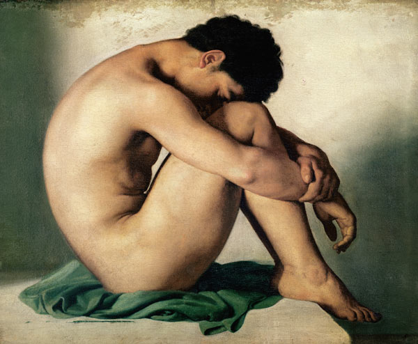 Study of a Nude Young Man a Hippolyte Flandrin