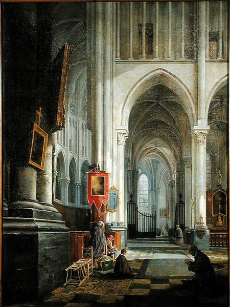 Interior of St. Omer Cathedral a Hippolyte Joseph Cuvelier