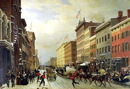 Street Scene in New York a Hippolyte Victor V. Sebron