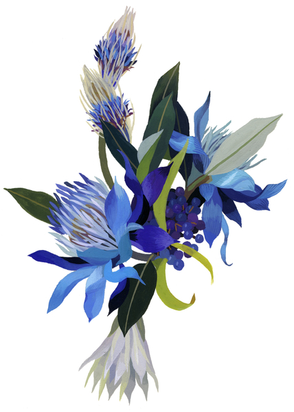 An imaginary flower with a blue base a Hiroyuki Izutsu