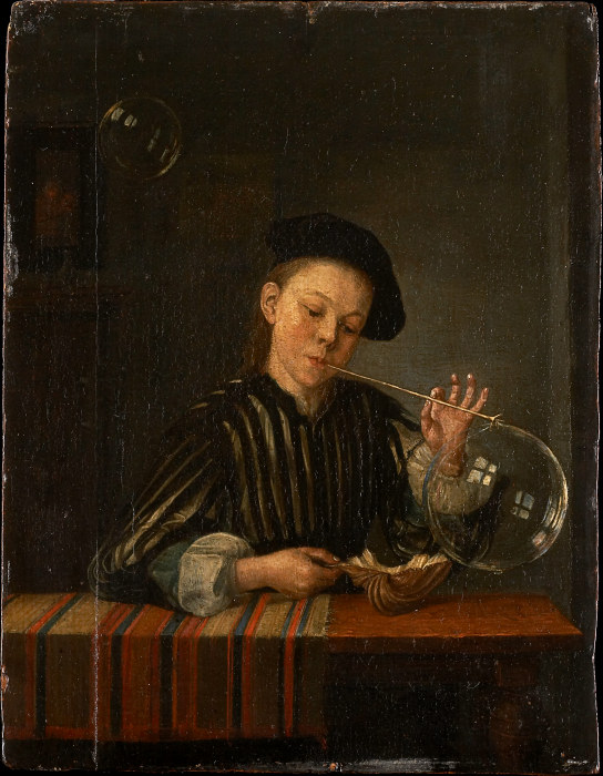 A Boy Blowing Soap Bubbles a Holländischer Meister des 18. Jahrhunderts