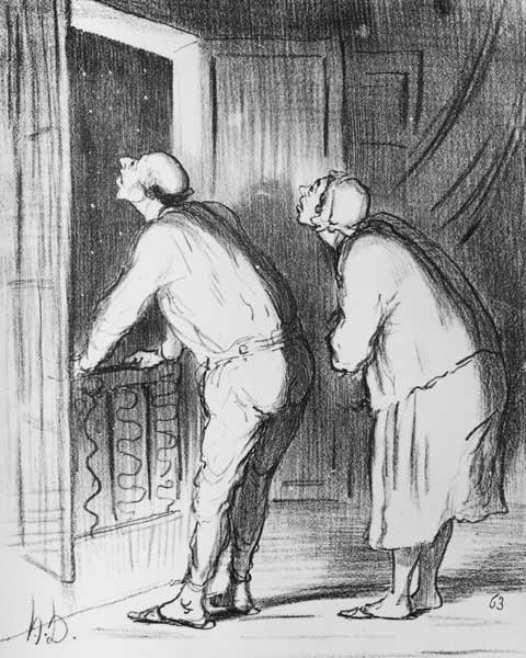 Series ''Actualites'', the comet, The evening before the 13th of June, plate 406, illustration from  a Honoré Daumier