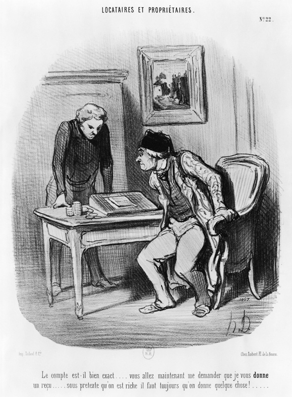 Is it the right amount?'', plate 22 from the series ''Tenants and owners'', a Honoré Daumier