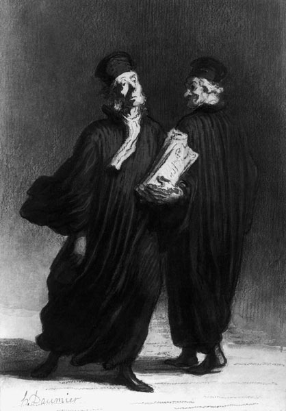 Two Lawyers, c.1862 (watercolour & pencil on paper) a Honoré Daumier