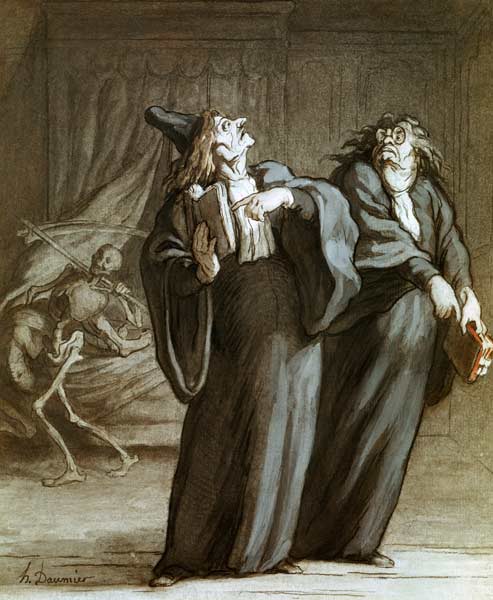 H. Daumier / Deux medecins et la mort a Honoré Daumier