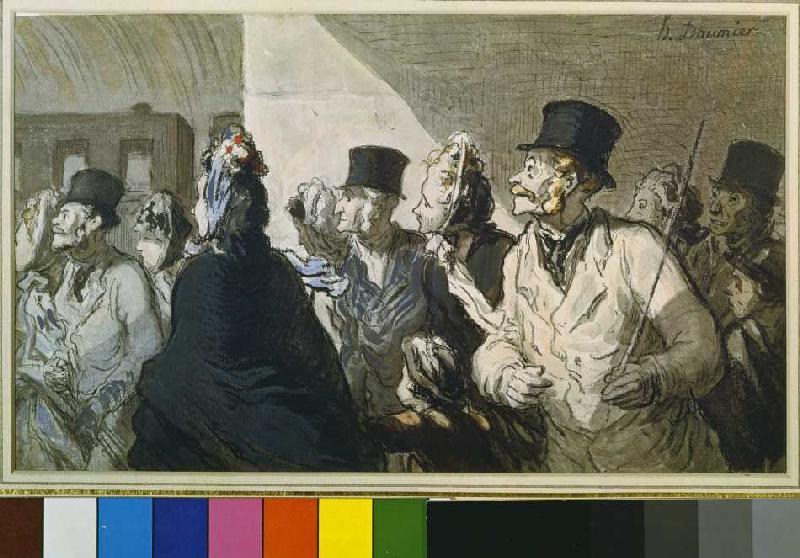 The departure of the train. a Honoré Daumier