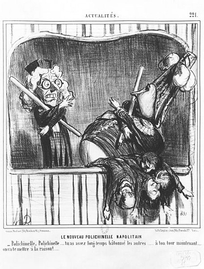 Series ''Actualites'', The new Neapolitan Buffoon, plate 221, illustration from ''Le Charivari'', 2n a Honoré Daumier