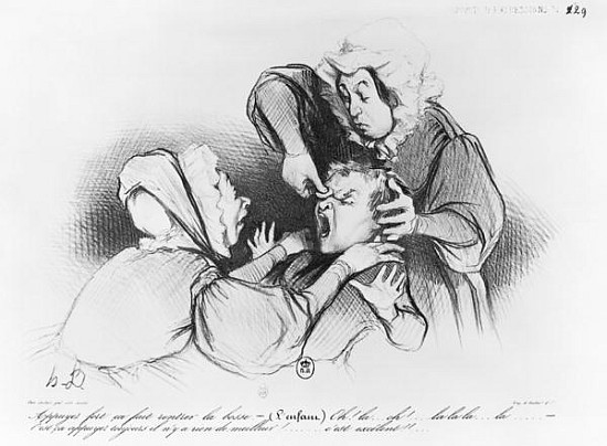 Series ''Croquis d''expressions'', the bump, plate 26, illustration from ''Le Charivari'', 4th Septe a Honoré Daumier