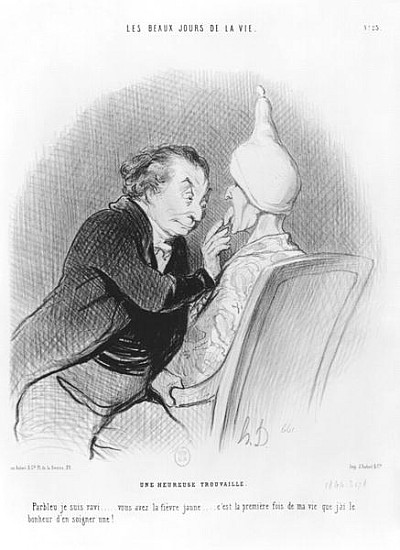 Series ''Les beaux jours de la vie'', A happy find, plate 23, illustration from ''Le Charivari'', 11 a Honoré Daumier