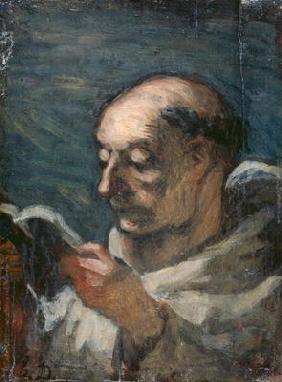 Monk Reading (oil on canvas)