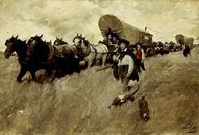 American settler on the way to the west a Howard Pyle